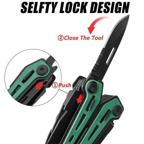 FLISSA 16-in-1 Multi Tool Pliers Stainless Steel Multitool Pocket Knife w/Pouch