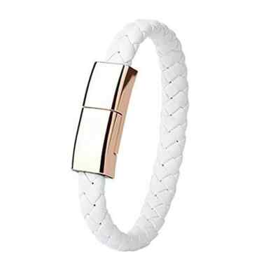 NEW Leather Bracelet Fashion Wrist Cords USB Portable Travel Data Charger Cable 