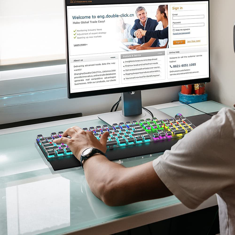 Fiodio Mechanical Gaming Keyboard, LED Rainbow Gaming Backlit, 104 Anti-Ghosting
