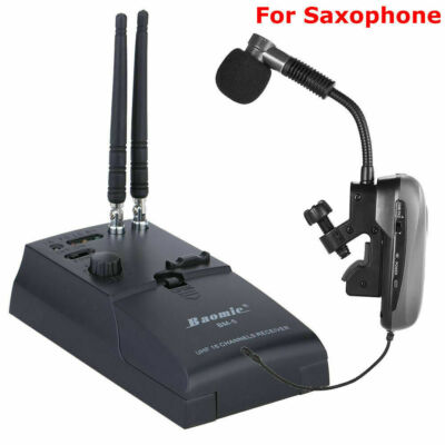 UHF Professional Wireless Instrument Microphone for Saxophone Trumpet Orchestra