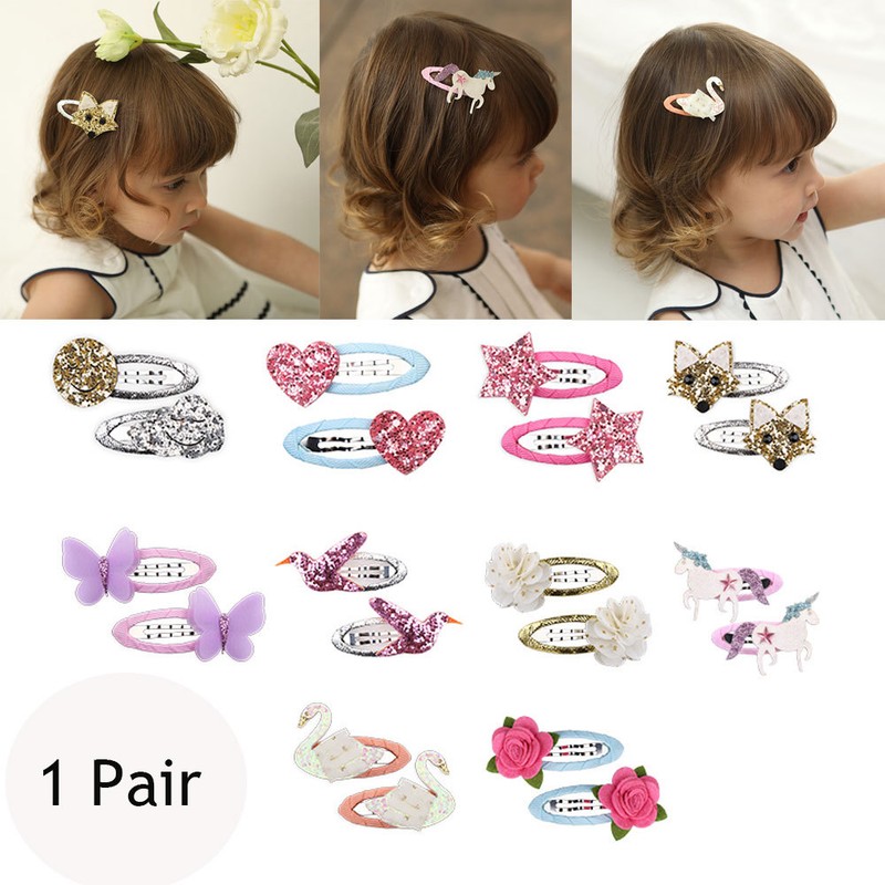 Glittering Cartoon Bird Baby Unicorn Hairpin Floral Headwear Swan