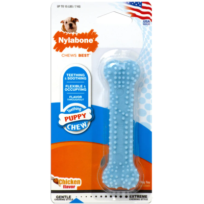 Nylabone Puppy Teething & Soothing Flexible Chew Toy Blue, 1