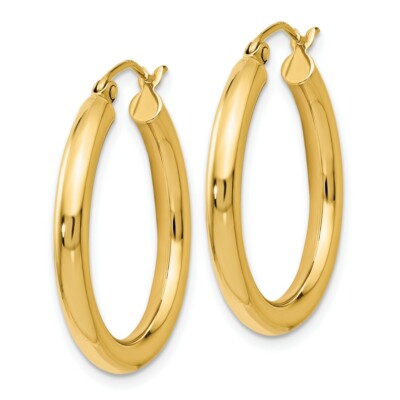 Pre-owned Skyjewelers Real 14kt Yellow Gold Polished Hoop Earrings