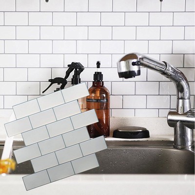 Blanco Ladrillo Azulejo Adhesivo de Pared Autoadhesivo Antiaceite Baño Cocina