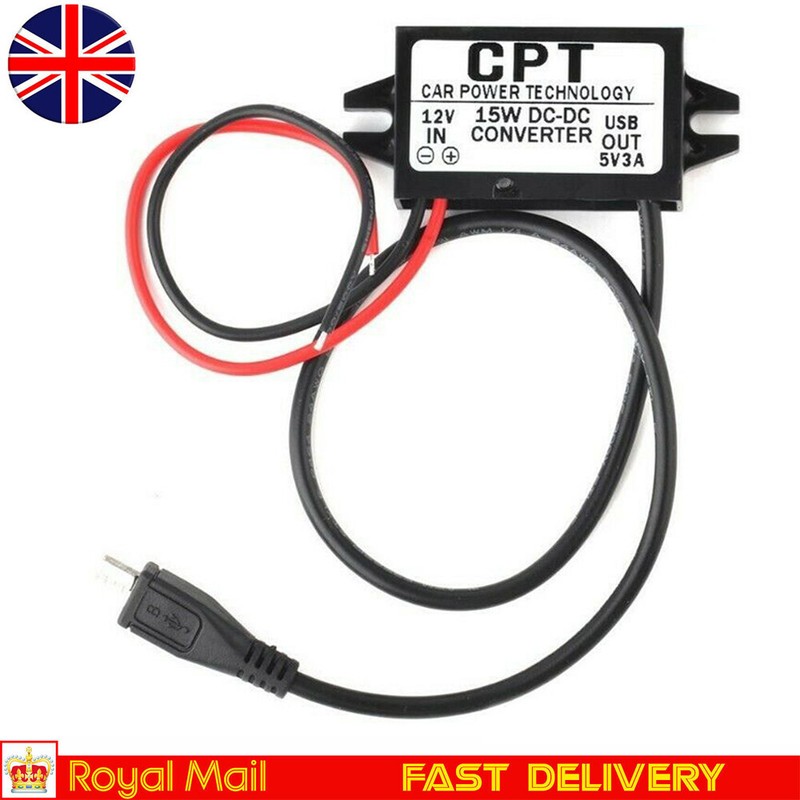 Car Charger DC Converter Module 12V To 5V 3A 15W with Micro USB Cable ND