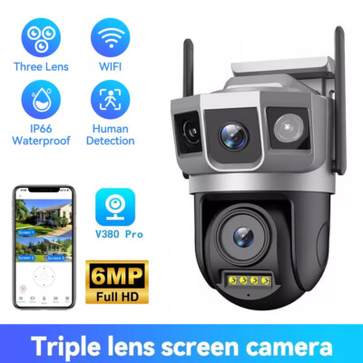 V380PRO 6MP 3Lens Security Camera Wireless IP WiFi PTZ CCTV Outdoo Home Security