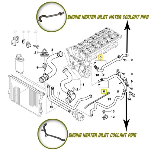 Water Pump Coolant Pipe Hose for BMW E46 325xi 330xi E83 X3 E53 X5