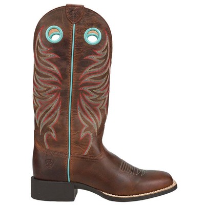 

Ariat Round Up Ryder Tooled Inlay Square Toe Женские коричневые повседневные ботинки в ковбойском стиле 1, Коричневый, Ariat Round Up Ryder Tooled Inlay Square Toe Cowboy