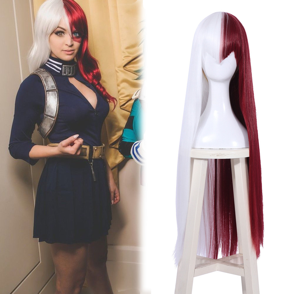 BNHA Todoroki Shoto Cosplay Wig Long Straight Silver Red Full Wigs | eBay