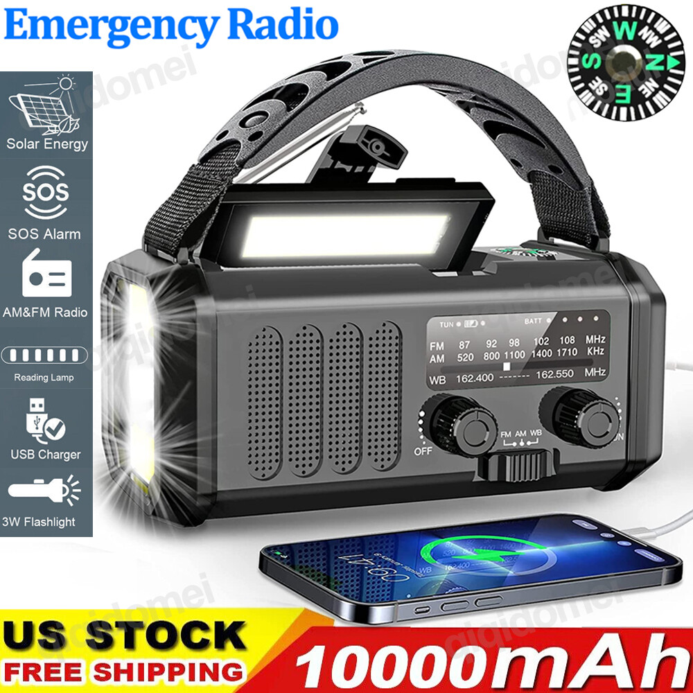 Emergency Solar Hand Crank Weather Radio 10000mAh Power Bank