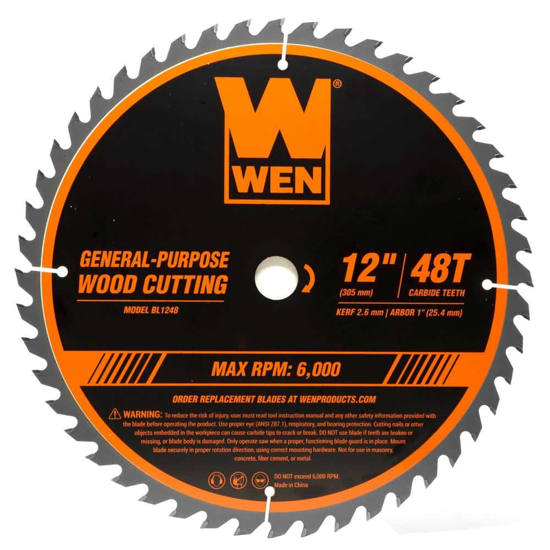WEN Woodworking Saw Blade Miter Table 12 Inch 48 Tooth Fine Circular Cutting New