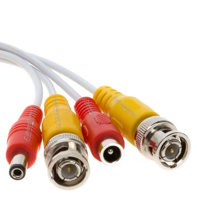 10FT White Premade BNC Video Power Cable / Wire For Security Camera, CCTV, DVR,