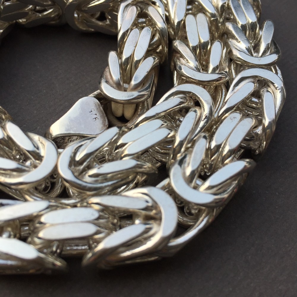 Pre-owned Handmade 10mm Byzantine Mens Silver Chain 925 Solid Sterling Silver 305gr 22inch