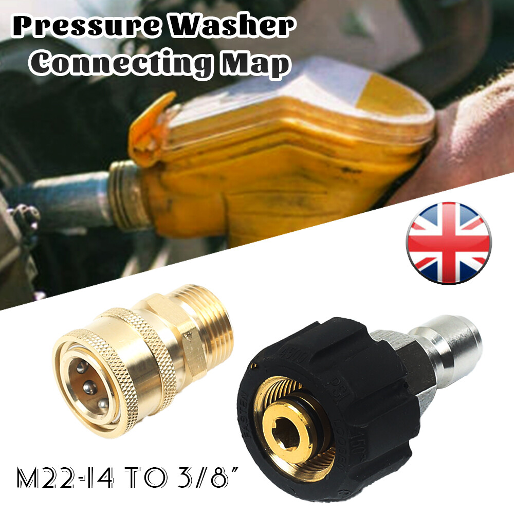 Pressure Washer Adapter 360u00b0Swivel M22 14mm To 3/8 Quick Connect Stainless Steel Quick Disconnect For Power Washer Hose 5000 PSI