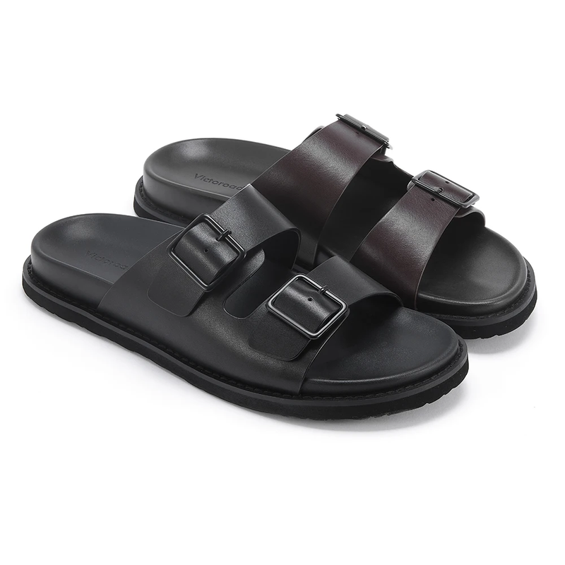 Men'S Genuine Leather Non-Slip Calf Leather Sandals Slides Beach Slippers Summer