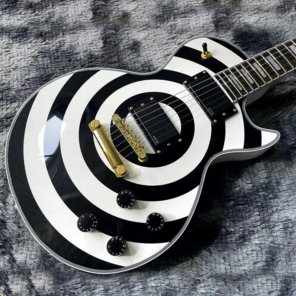 Zakk Wylde bullseye white & Black Electric Guitar EMG 8185