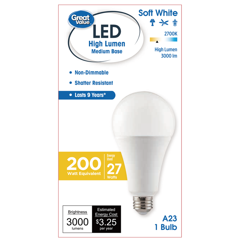 LED Frosted Light Bulb,A23 200 Watts Soft White High Lumens 
