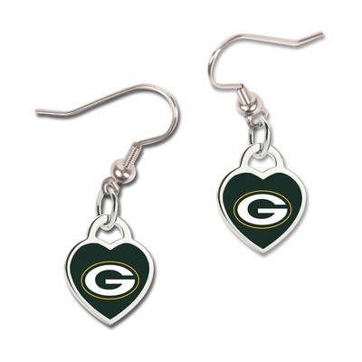 Серьги Green Bay Packers с 3D-сердечком