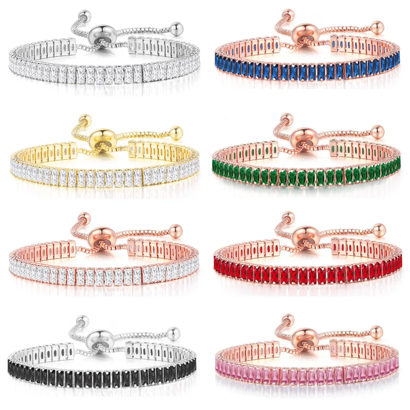 Iced Out Crystal Tennis Bracelets for Men Women Zircon Adjustable Chain