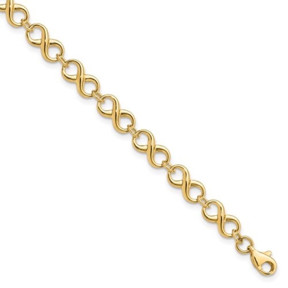 Pre-owned Superdealsforeverything Leslie's Real 14kt Yellow Gold Polished Infinity Chain Bracelet; 7 Inch