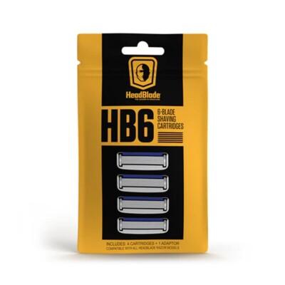 HeadBlade HB6 Men's Refill Shaving Razor Blades (4 Blades)