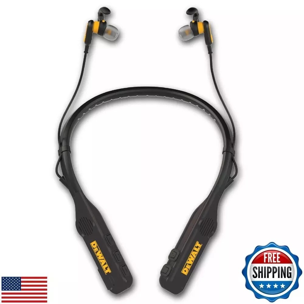 DEWALT 2-in-1 Neckband Bluetooth Headphones w/Built-in