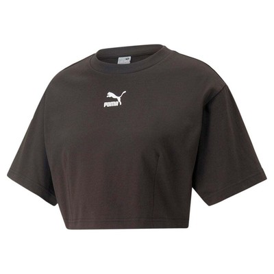 

Puma Dare To Cropped Crew Neck Футболка с коротким рукавом Женские черные повседневные топы 538, Черный