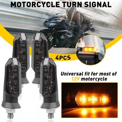 Motorcycle LED Turn Signal Blinker Light Indicator Smoke Amber For Suzuki Yamaha