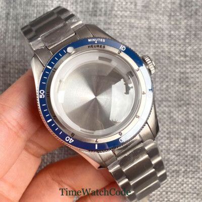 40mm Watch Case Double Bow Sapphire Crystal Fit NH35 NH36 NH38 20ATM Waterproof