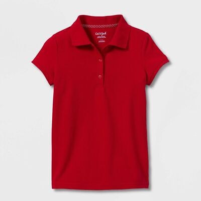 New Girls' Stain Release Uniform Polo Shirt - Cat & Jack Color Red Size L