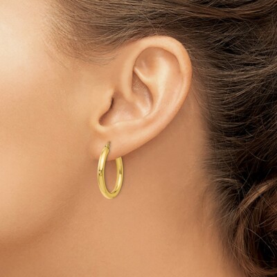 Pre-owned Skyjewelers Real 14kt Yellow Gold Polished Hoop Earrings