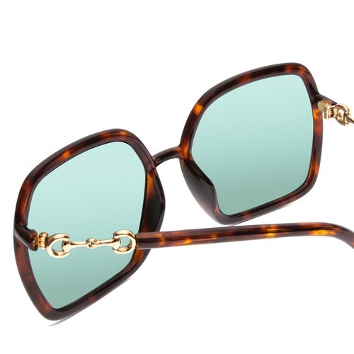 Pre-owned Gucci Gg0890sa-003 Women Oversized Sunglasses In Havana Tortoise Gold/green 58mm In Multicolor