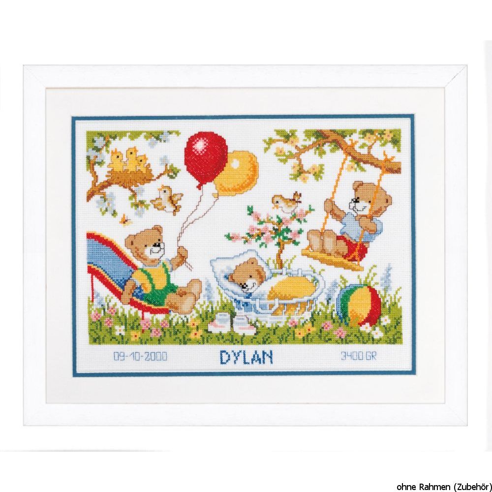 Vervaco Counted cross stitch kit Bears in the garden, DIY