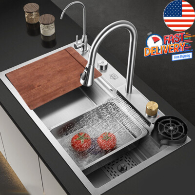 Multifunction Kitchen Sink Stainless Steel Bathroom Laundry Basin Single Bowl