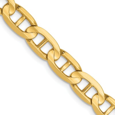 Pre-owned Skyjewelers Real 14kt Yellow Gold 5.25mm Concave Anchor Chain; 18 Inch; Lobster Clasp
