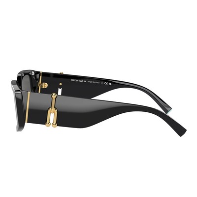 Pre-owned Tiffany & Co . Tf 4208u 8001s4 Black Plastic Rectangle Sunglasses Grey Lens In Gray