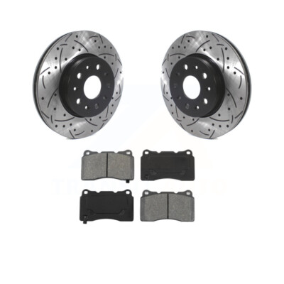 KDS Front Drill Slotted Brake Rotors Pads for Cadillac CT6 CTS Chevrolet Camaro