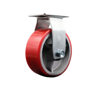 5 Inch Red Poly on Cast Iron Wheel Rigid Caster with Ball Bearing SCC