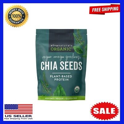 Certified Organic Chia Seeds with Omega-3 Bulk 2 LBs, Superfood, Gluten-Free