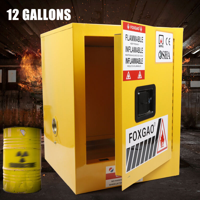 12 Gallon Safety Cabinet Fire-proof Leak-proof Box Flammable Chemicals Storage