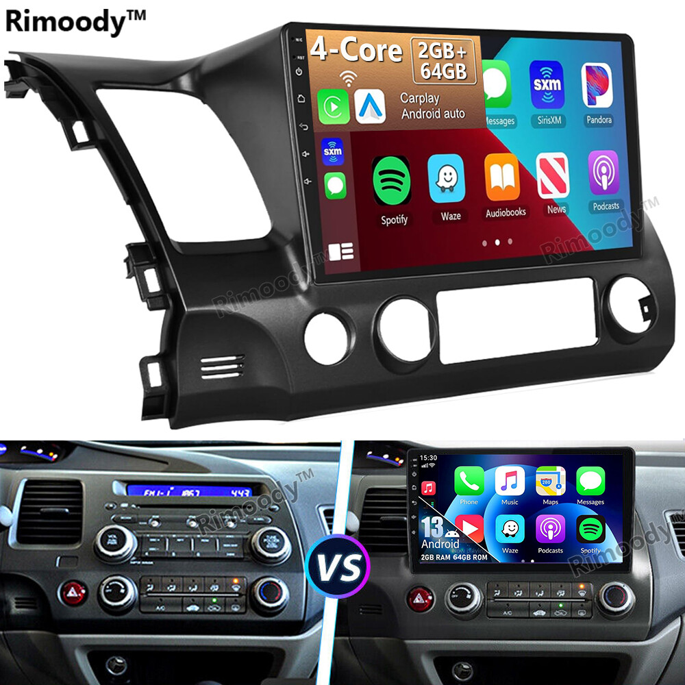 Автомобильный радиоприемник Android 13.0 для Honda Civic 2006-2011 Apple CarPlay GPS 2 + 64 ГБ