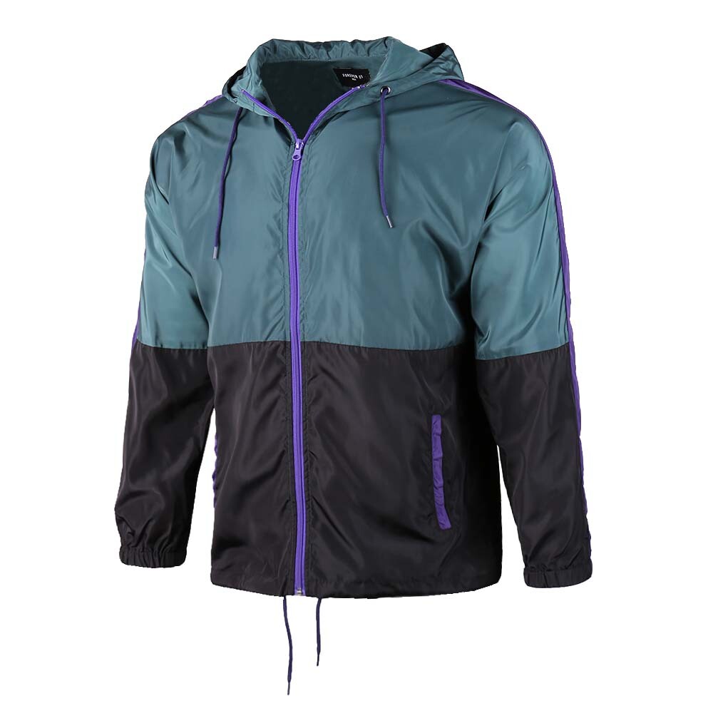 Lightweight Water-Resistant Windbreaker Zip-Up Hoodie Windproof Jacket for Men