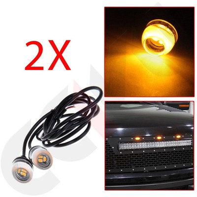 1Pair Amber 9W 6000K 18mm Signal Fog Led Light Eagle Eye Grille Tail Brake Turn