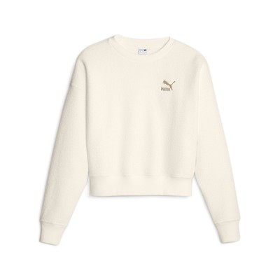 Женская флисовая толстовка с круглым вырезом Puma Classics, белая 62141399