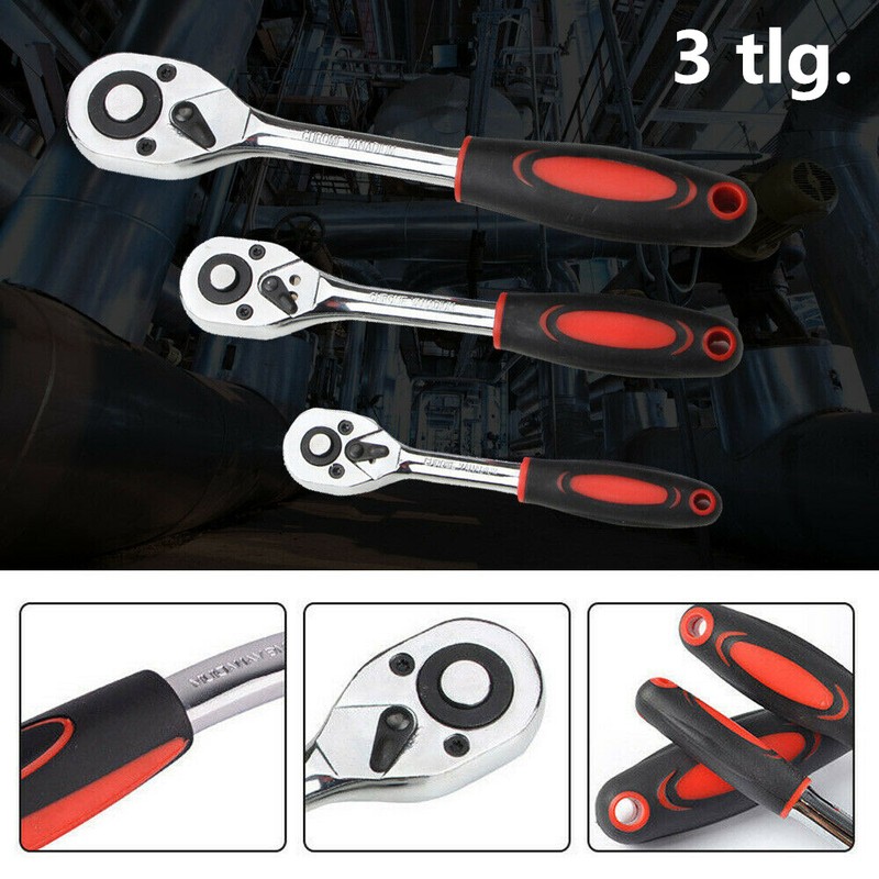 Drehgriff Ratsche 1/4 3/8 1/2 Zoll Vierkant Knarre Ratschenschlüßel feinverzahnt