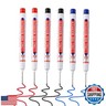 6pcs Long Head Marker Pens Multi-Purpose Deep Hole Pens Deep Drill Hole Long Nib Deep Hole Pens Colorful Carpenter Pen for Bathroom Woodworking Hardware Decoration, Red, Black, Blue Ink (6)