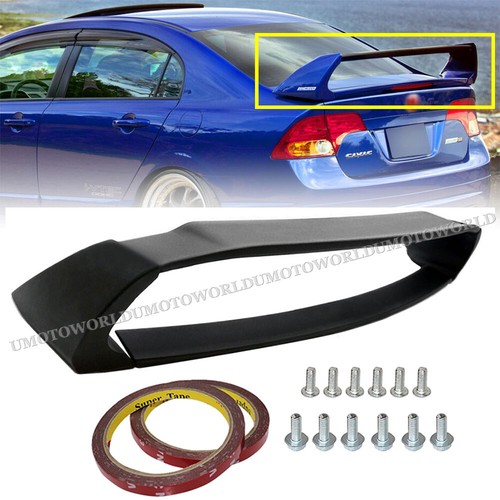 Unpainted Mugen Style RR Rear Trunk Spoiler Wing For 06-11 Honda Civic 4DR Sedan