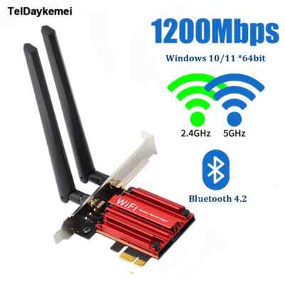 WiFi 5 AC1200 PCI-E Wireless Adapter Bluetooth 4.2 802.11ac 2.4G/5GHz Intel 7265