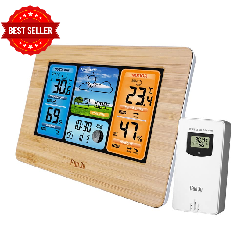 Weather Clock,  FJ3373 Multifunction Digital Weather Station LCD Alarm Clock, In