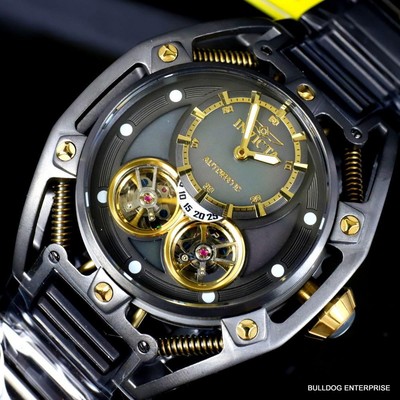 Pre-owned Invicta S1 Rally Double Open Heart Automatic Gunmetal Steel 52mm Watch